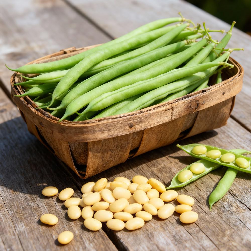 Dwarf French Bean ‘Merveille de Piemonte’ Seeds – Italian Heritage Bush Bean – Golden Pods with Purple Mottling – Heavy Yields, Stringless, Tender & Flavourful – Ideal for UK Gardens