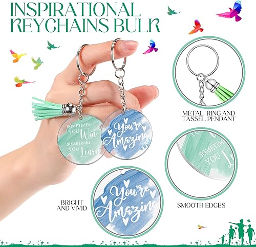 Miniatura 3 de Chunful 50 llaveros acrílicos inspiradores con borlas, regalos de agradecimiento a granel para empleados, profesores, compañeros de trabajo,