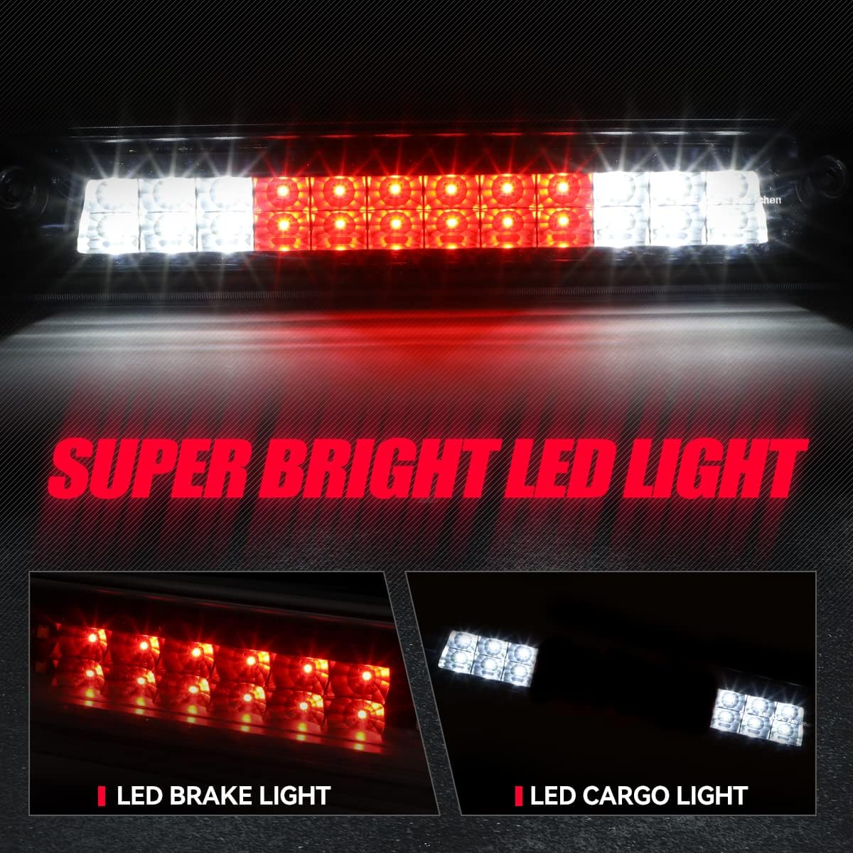 Auto Dynasty LED 3rd Third Brake Light Compatible with 2015 2016 2017 2018 Chevy Colorado GMC Canyon 15 16 17 18, Rear Center Cab Cargo Lamp High Mount Stop light, Black Housing Clear Lens