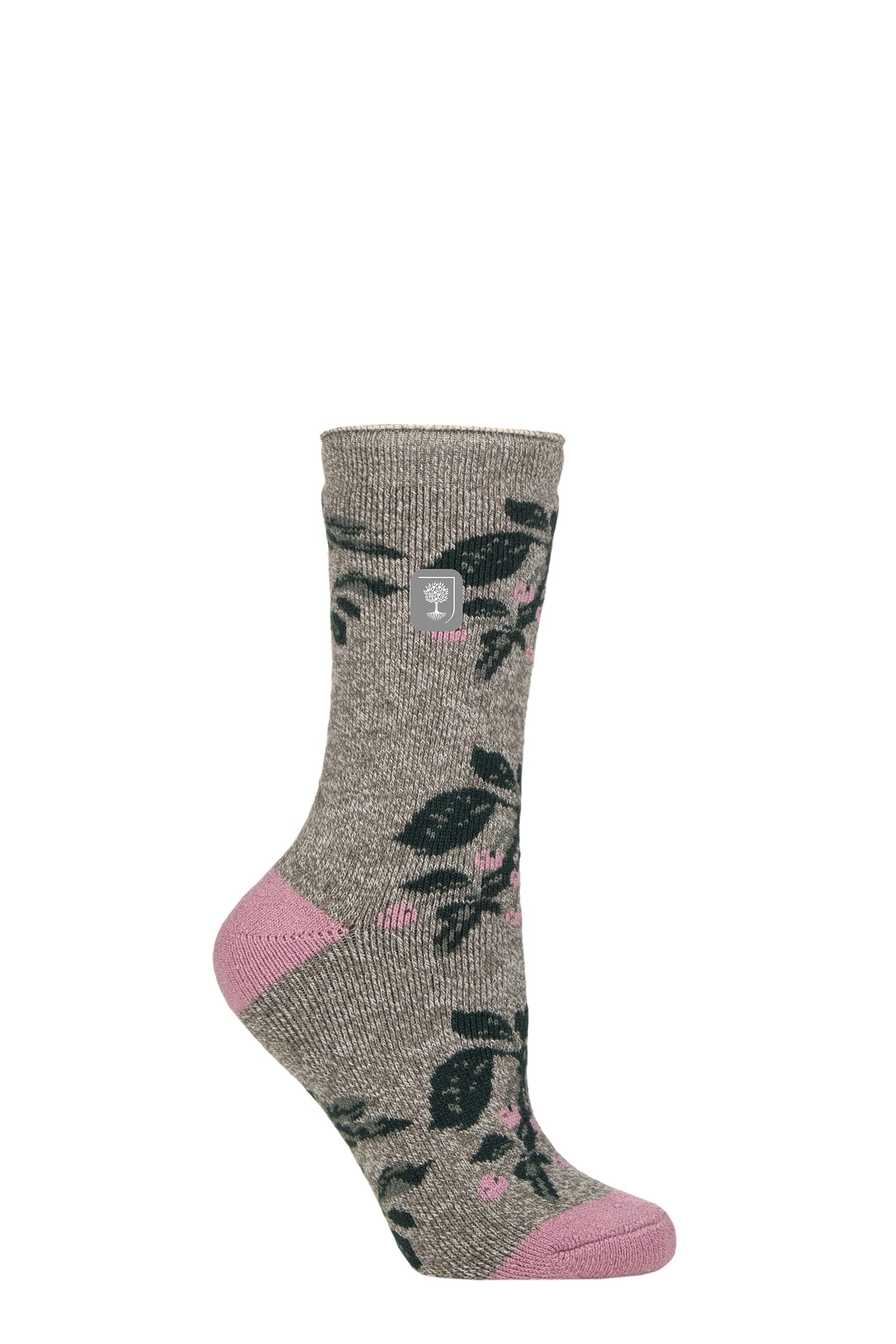 Heat Holders Women's Berries Grey Rhs The Royal Horticultural Society Thermal Socks X Rhs 1.6 Tog Lite, Warm, Fruit, Floral & Botanical Patterned, Gift For Gardeners, 1 Pair Size 4-8 4-8