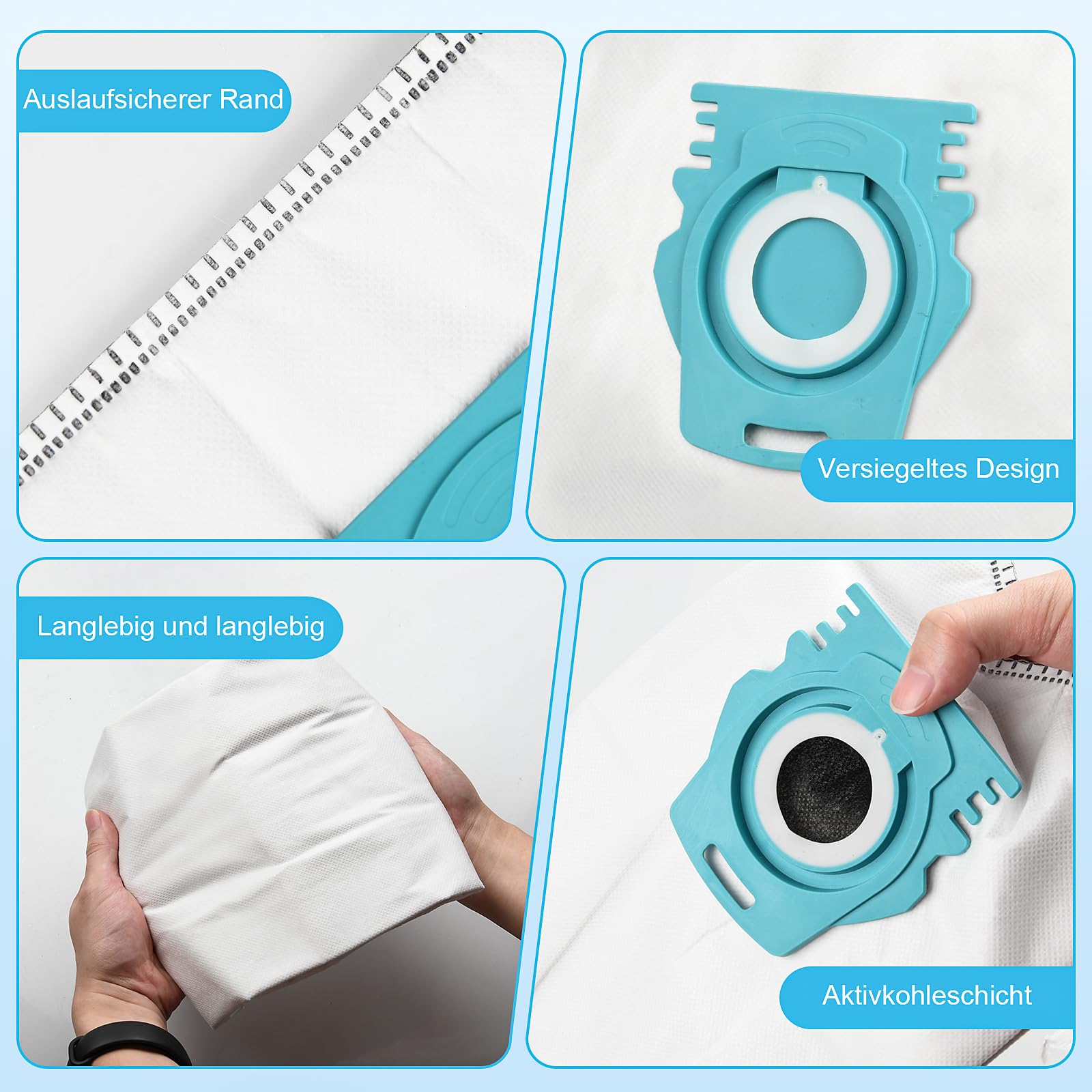 10 Stück Staubsaugerbeutel Kompatibel für Guard L1/S1/M1 Staubsauger | mit 2 Motorschutzfiltern, 2 AirClean-Abluftfilter, 99,9% Filterung von Hausstaub & allergenem Feinstaub