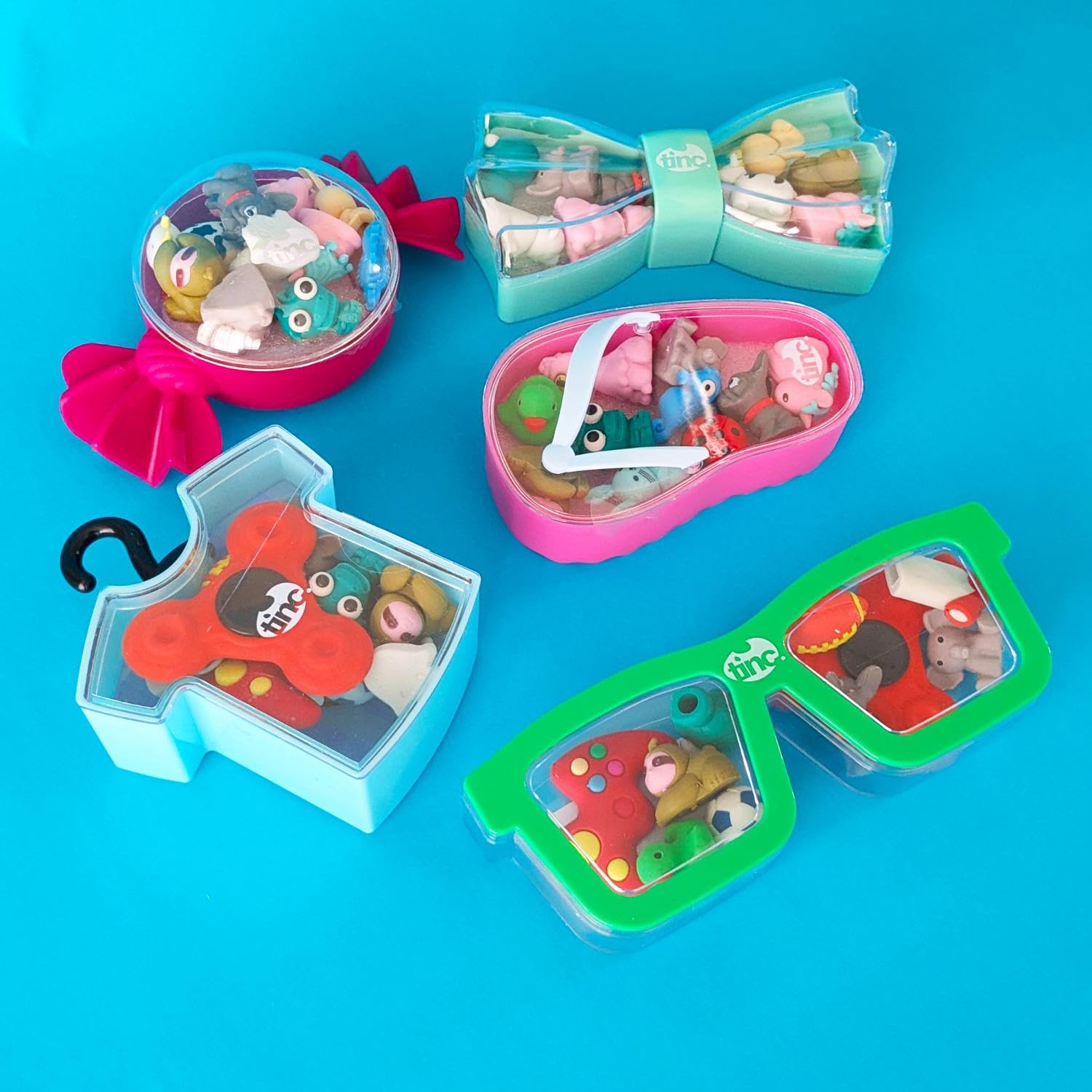 Tinc Gomme Infradito Rosa Set Figurine Animali Multicolori Cancelleria Creativa Confezione 10