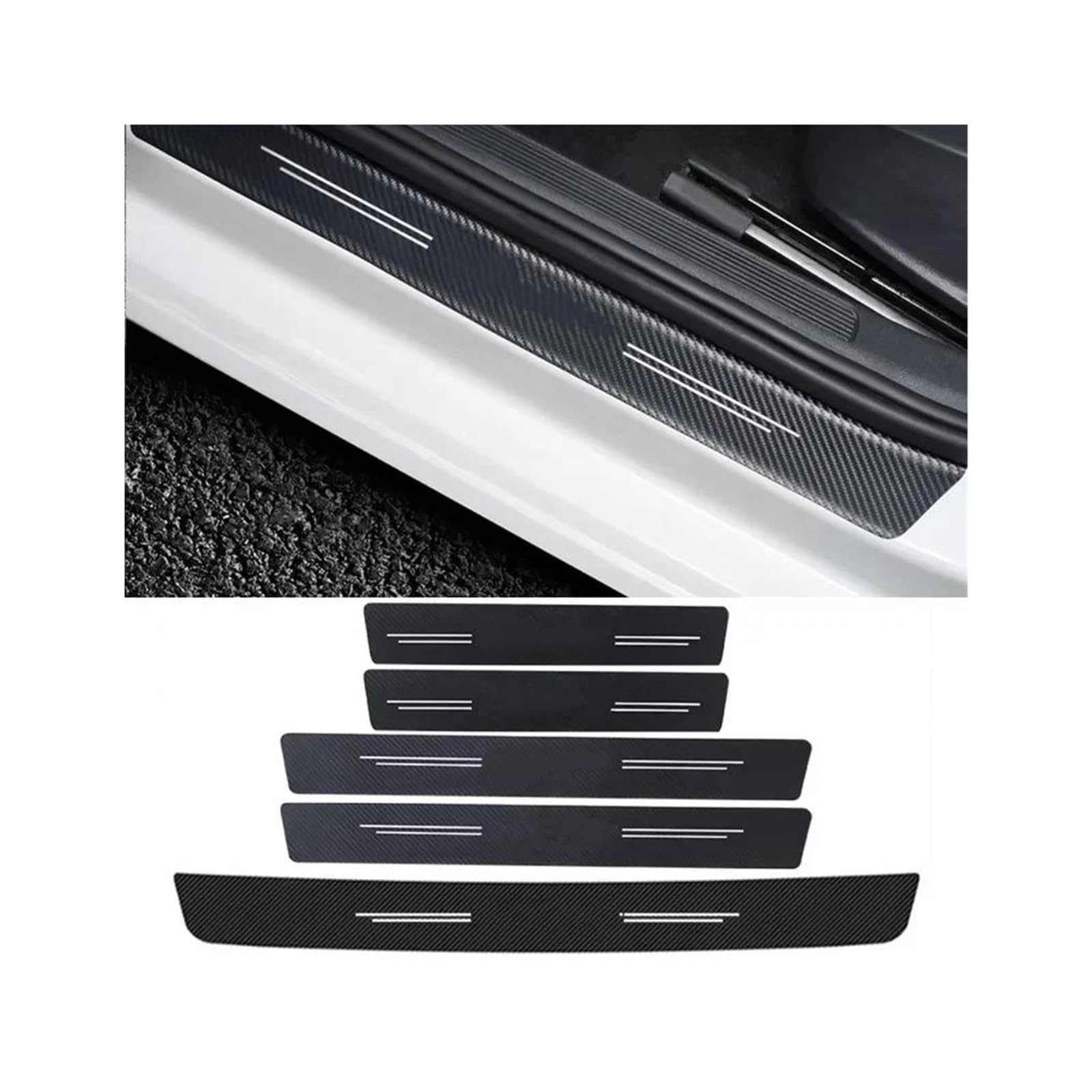for VW for Passat Carbon Fiber Accessories Car Doorsill Stickers Protect Film Threshold Bumper Strip Scuff Plate Decals(5pcs)