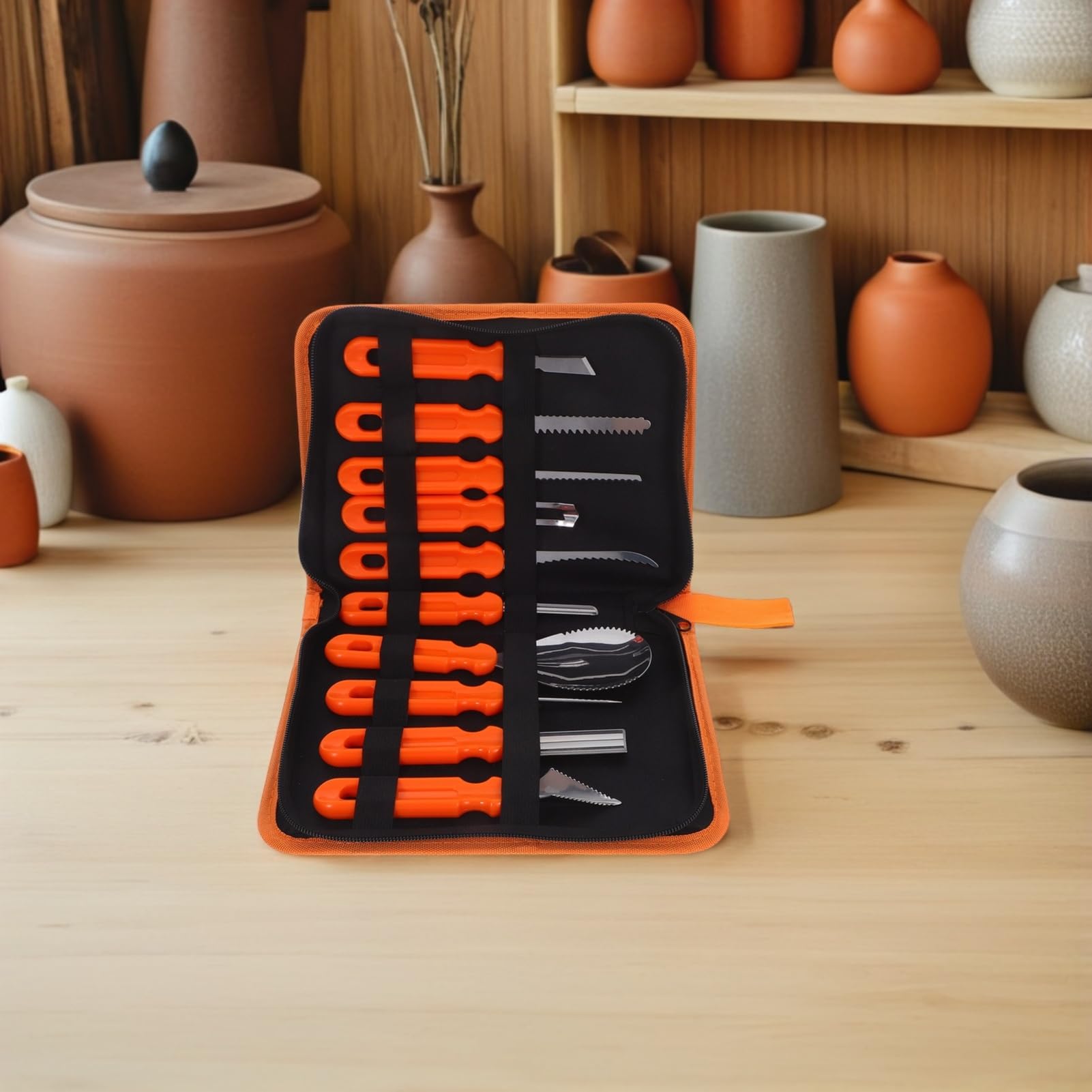 10pezzi Utensili per Intagliare di Halloween Kit con Acciaio Inossidabile Resistente e Manico per Progetti di Bricolage Fai da Te in Famiglia