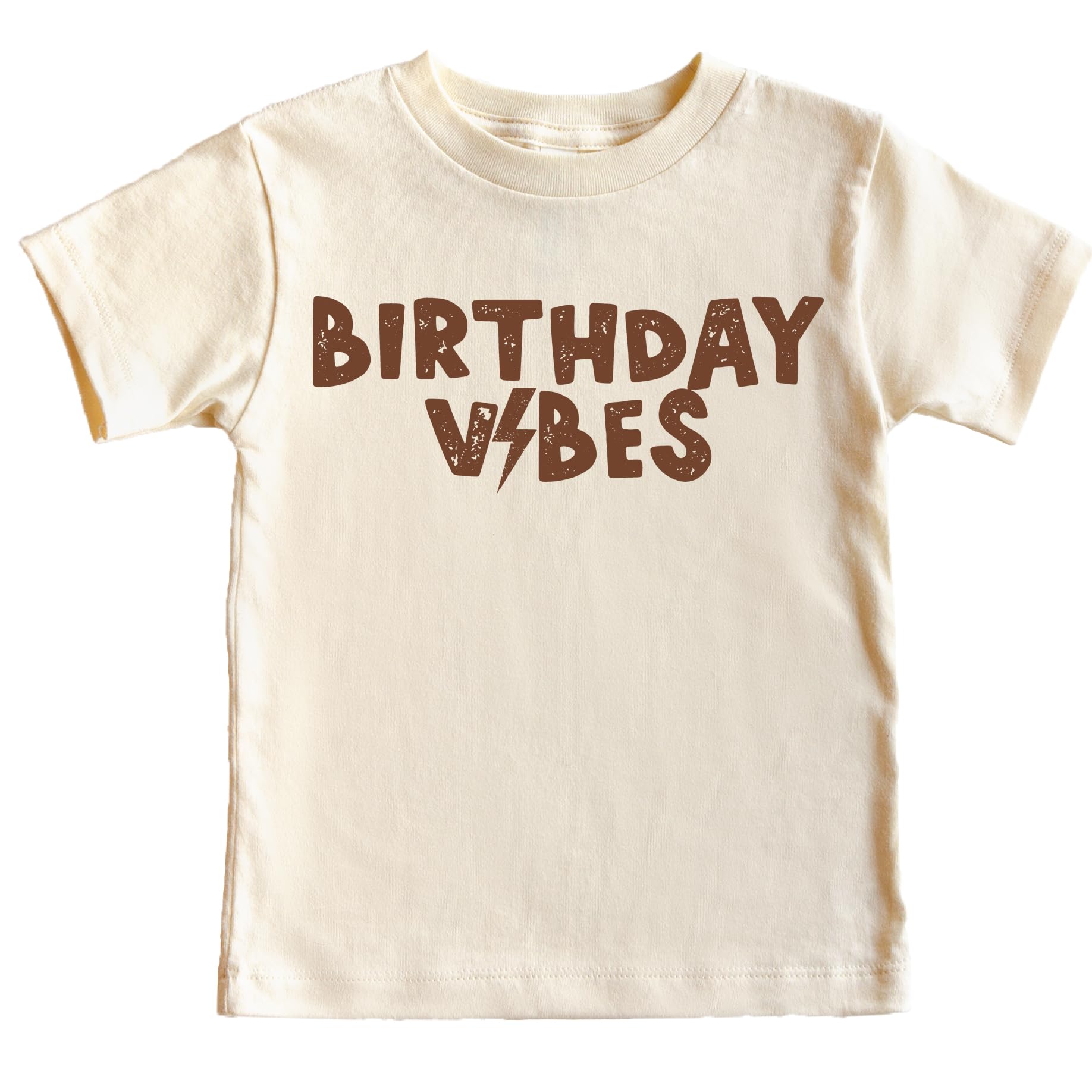 Birthday Vibes Bolt Boy's Birthday Shirt for Infant Baby and Toddler Youth Boys Brown on Natural Shirt 5-6