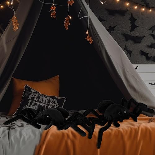 Miniatura 4 de Soaoo 2 almohadas de Halloween de araña de 15.75 x 9.84 pulgadas, diseño de araña negra, almohada realista con forma de tarántula espeluznante para