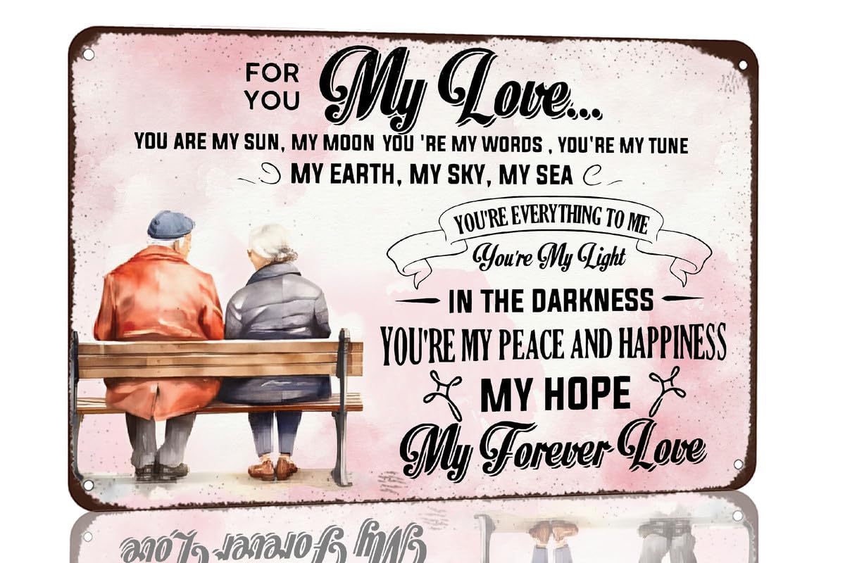 SMAZDFXX For You My Love Metal Tin Signs to My Wifeor Husband Wall Art Decoration for Home Bedroom Living Room Birthday for Wife or Husband 12"x16"