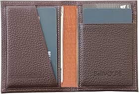 Slim Minimalist RFID Blocking Genuine Leather Wallets for Men and Women (Brown)