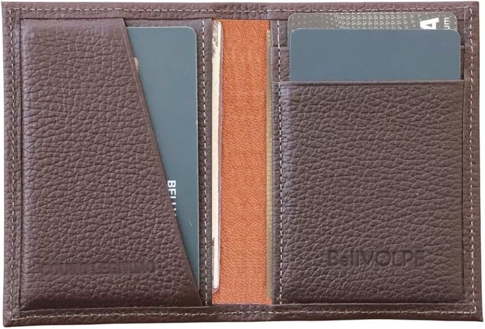 Carteira Masculina Antifurto Proteção RFID Slim Mini Couro Legítimo Cartões Cédulas CNH CIN Loja de Fabrica (Marrom)