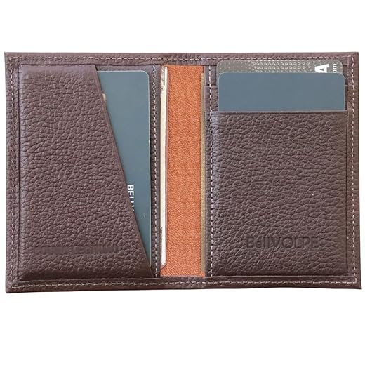 Carteira Masculina Antifurto Proteção RFID Slim Mini Couro Legítimo Cartões Cédulas CNH CIN Loja de Fabrica (Marrom)