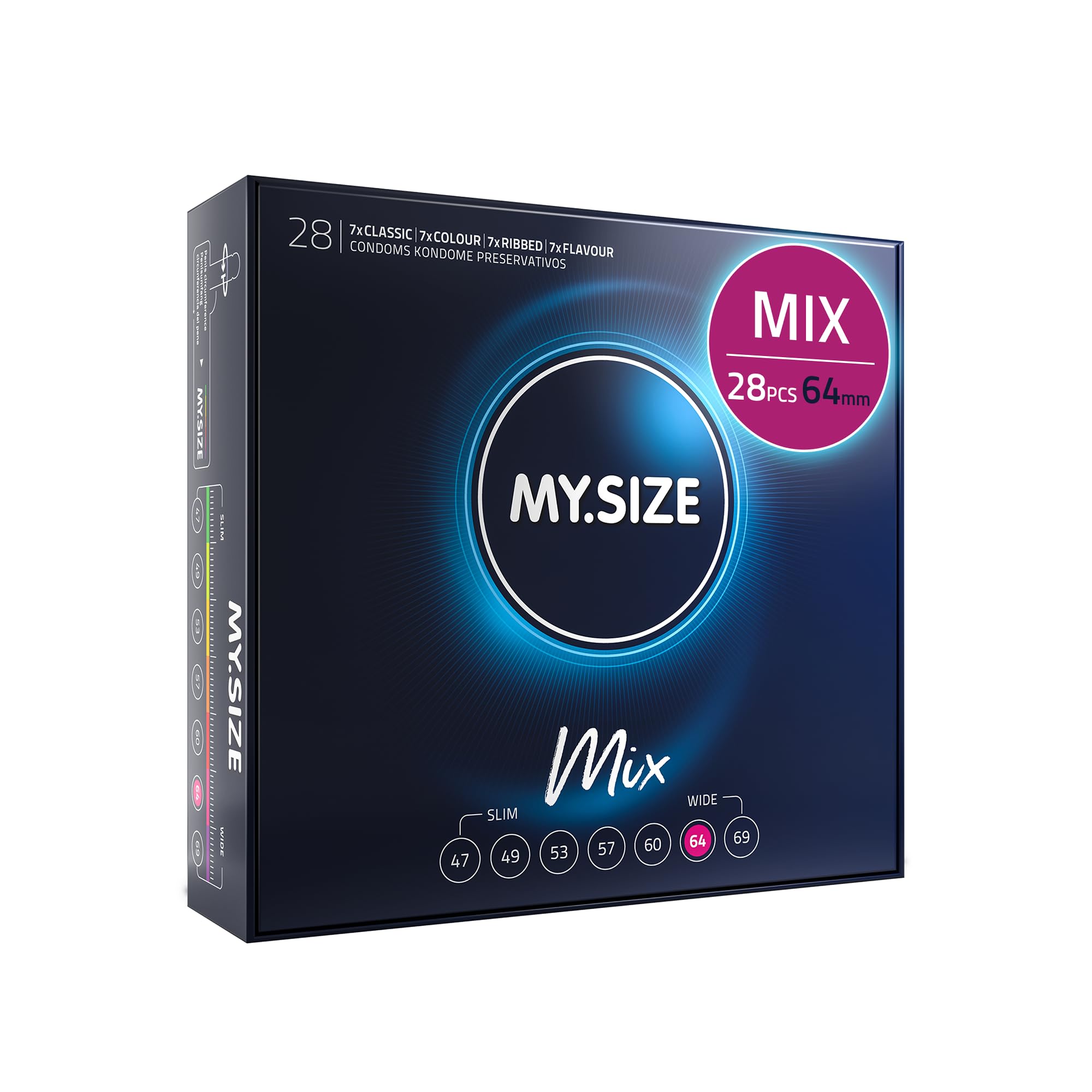 My.Size Mix préservatifs taille 6, 64 mm, grand pack, contenu 28 pièces