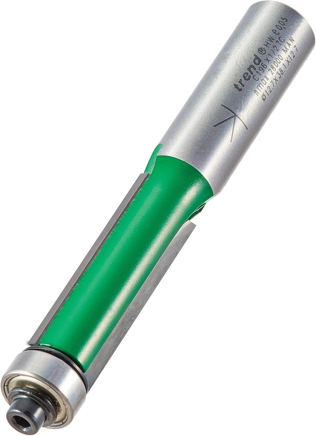 Trend CraftPro Self Guided Trimmer Router Bit, 1/2 Inch Shank, 1/2 Inch Cut Diameter & 1 1/2 Inch Cut Length, Tungsten Carbide Tipped, C196X1/2TC