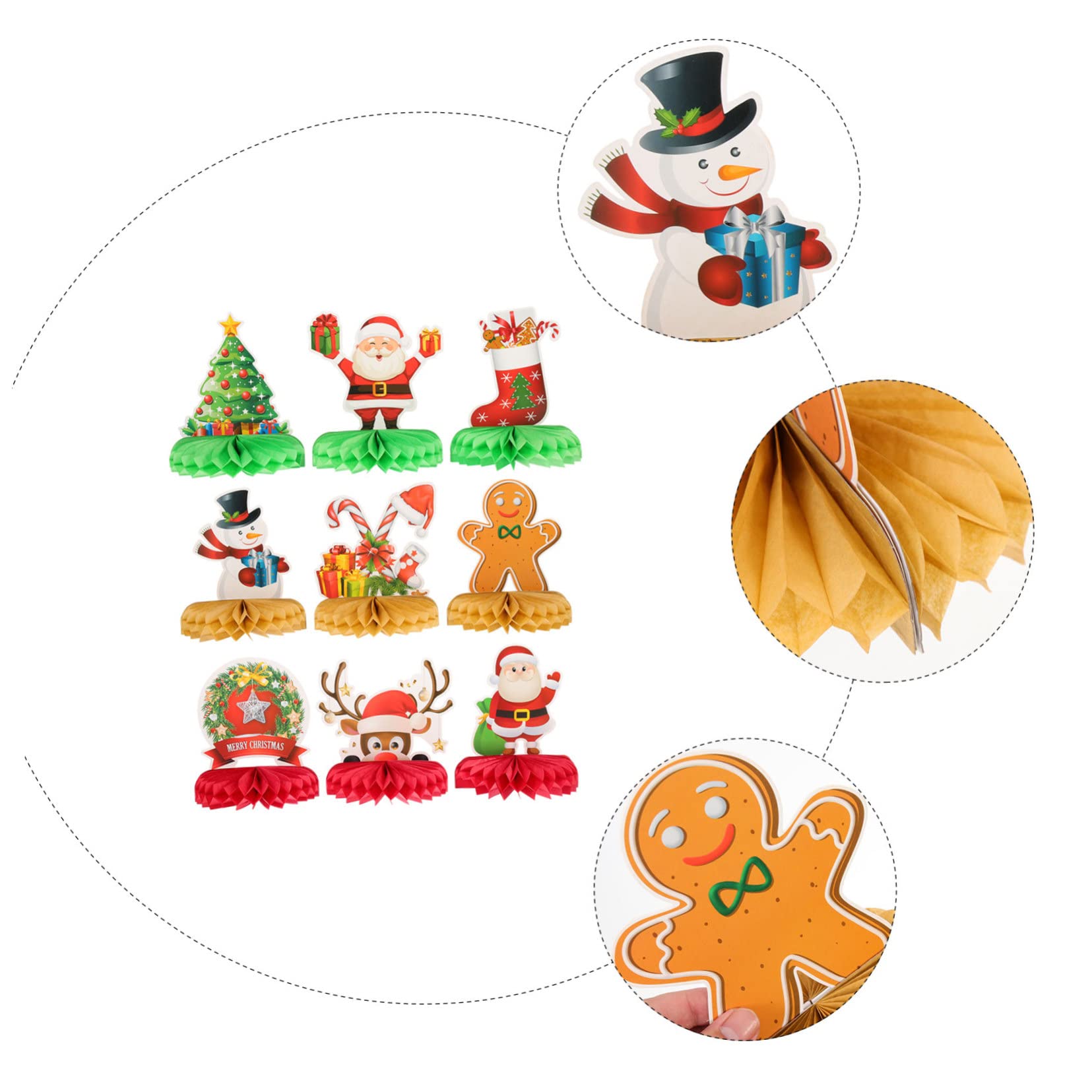 BESTonZON 27piezas Decoraciones De Panal De Navidad Adornos Festivos Para Mesa y Fiestas Centro De Mesa De Panal Para Celebraciones Navideñas