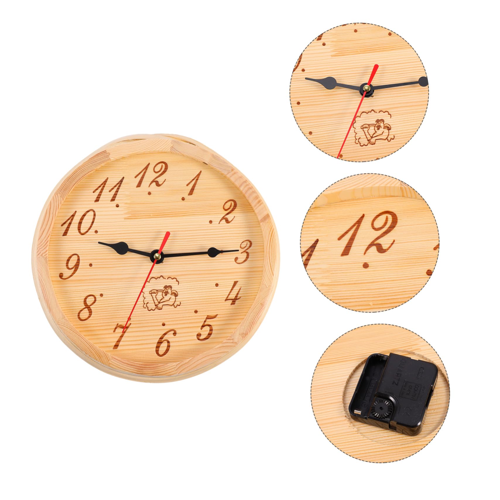 DOITOOL Sauna Uhr Wandhängend Feuchtigkeitsbeständig Uhr für Sauna und Yoga Schlafzimmer Dekorative Holz Wanduhr