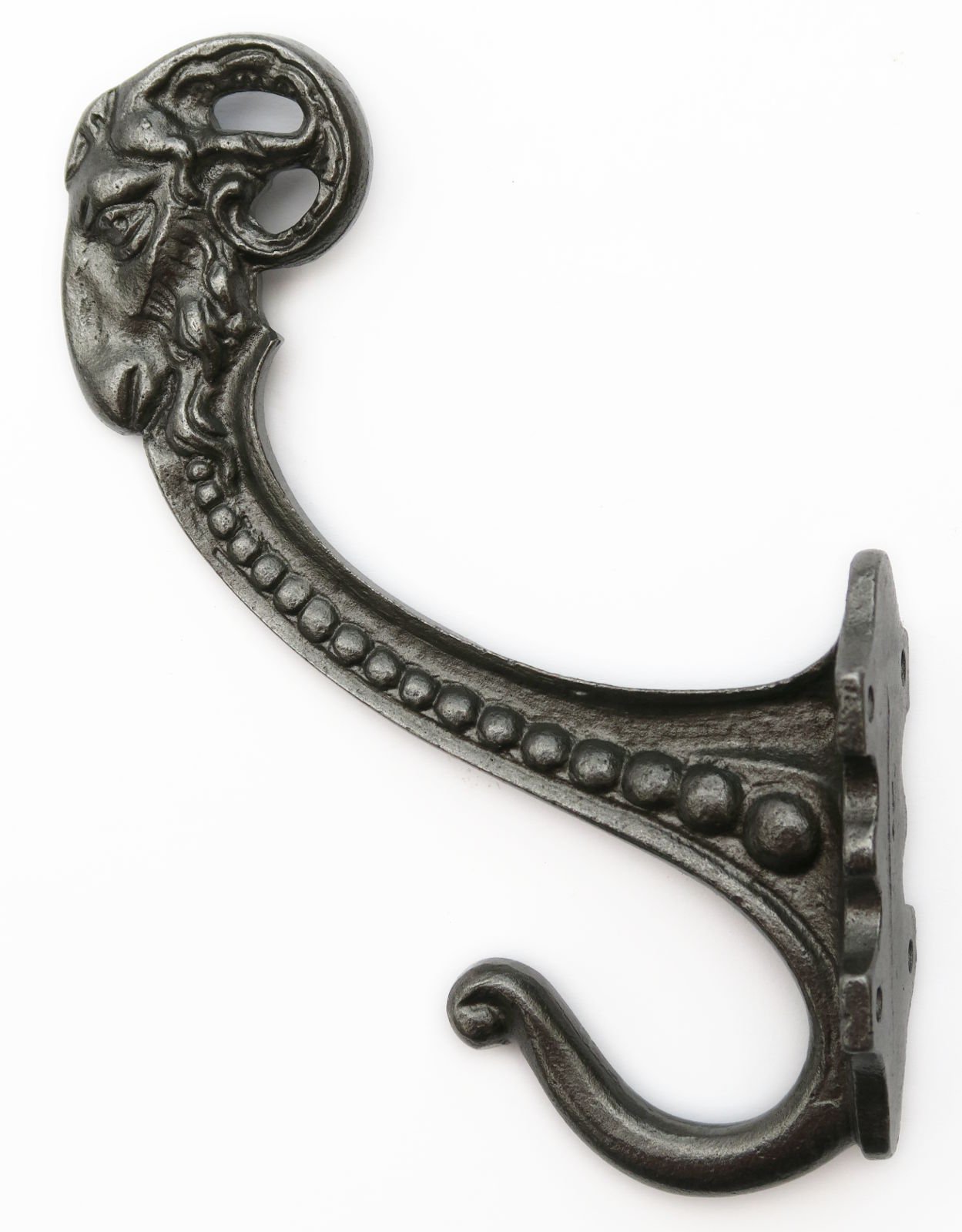 Castelion Iron Castelion® Cast Rams Head Single Coat & Hat Hook | Unique Wall Mounted Hook For Coats, Hats Or Towels | Hardware Perfect For Modern Or Traditional Homes | 15Cm X 10Cm