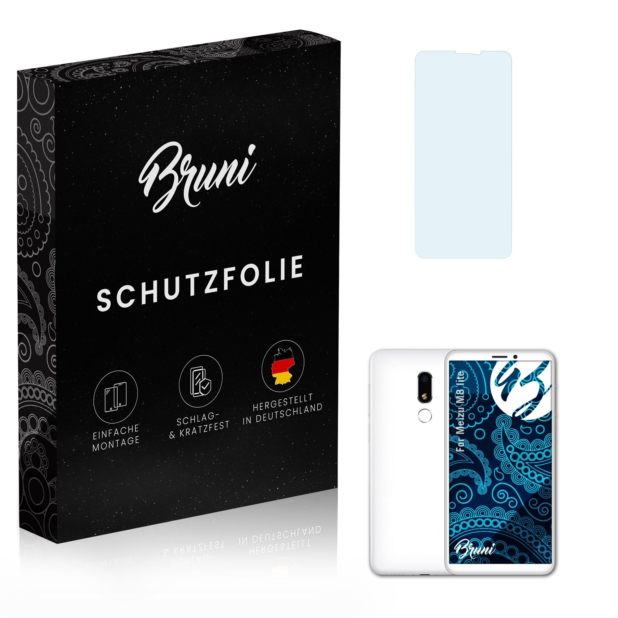 Bruni Screen Protector compatible with Meizu M8 lite Protector Film, crystal clear Protective Film (2X)