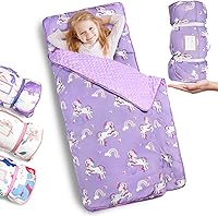 Vista 17 de Primlect Tapete grueso para siesta con almohada extraíble y manta de minky, saco de dormir extra grande de 55 x 35 pulgadas, lavable, enrollable