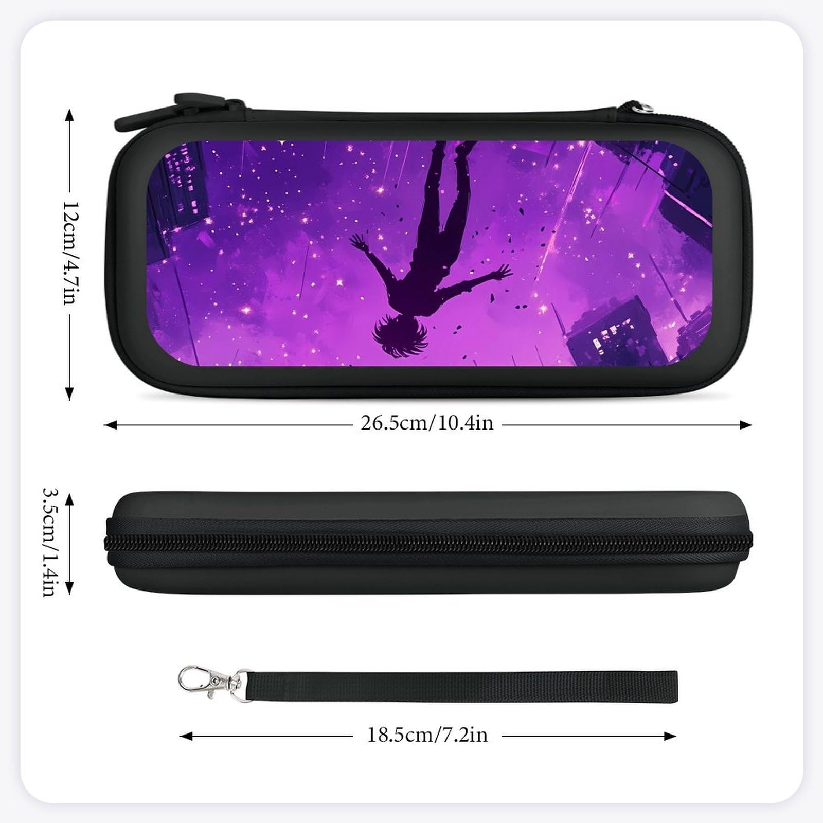 Falling Into The Real World Compatible with Switch Carrying Case Hard Travel Game Bag Pouch with 15 Games Accessories Black-style