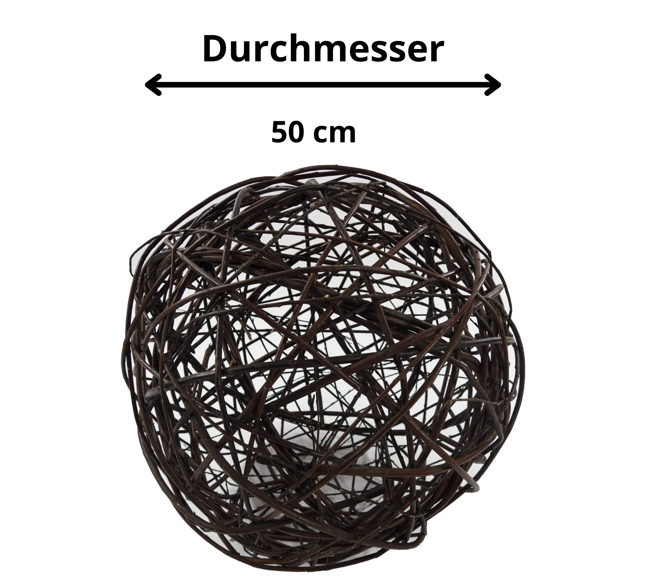 Weidenkugel, 50 cm, Gartenkugeln für Außen & Innen, Dekokugel aus geflochtener Weide in 3 Größen für Garten, Balkon und Terrasse