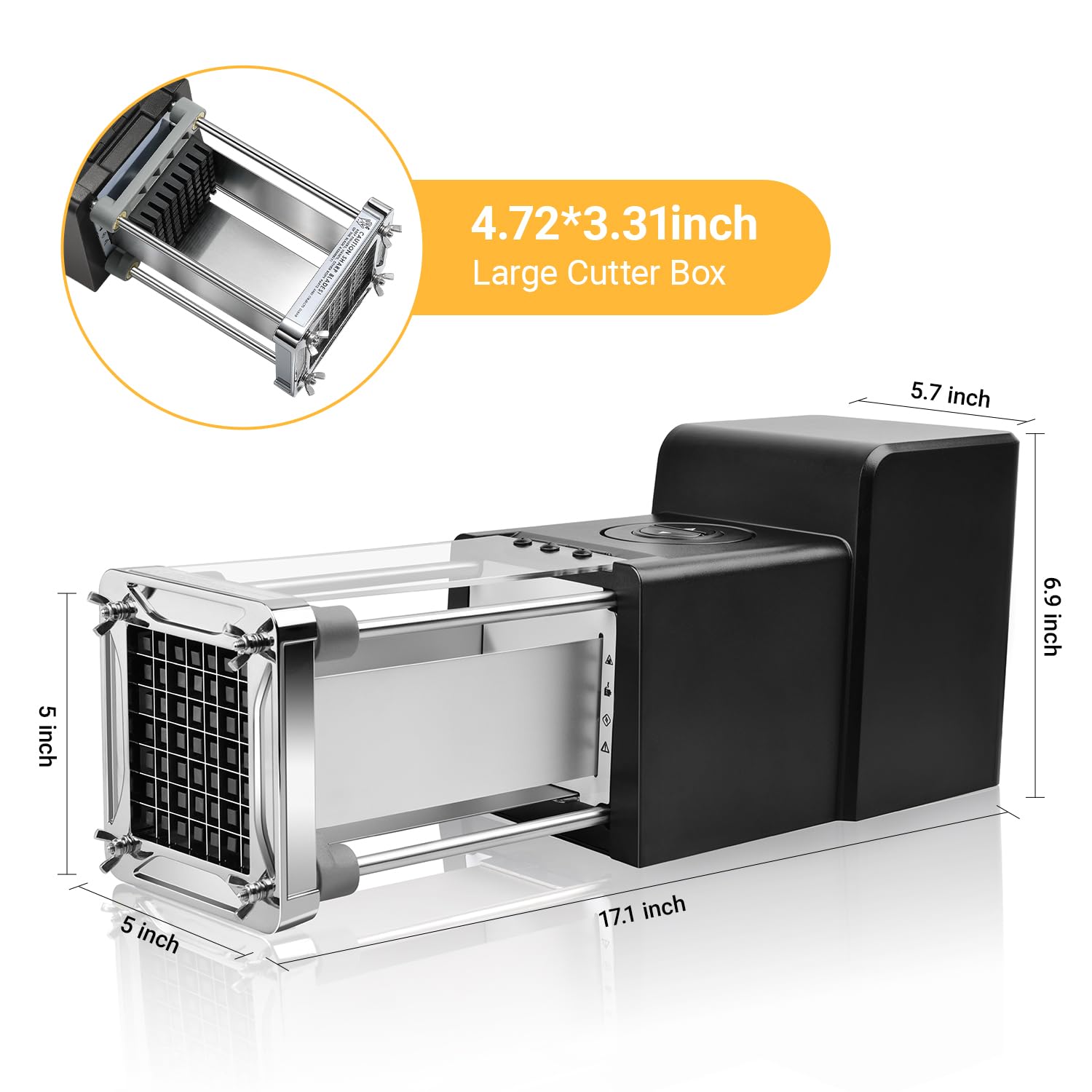 Pommesschneider Elektrisch, Sopito Professioneller Kartoffelschneider mit 6mm, 9mm und 12mm Edelstahlklingen für Kartoffeln, Süßkartoffeln, Karotten, Gurken und anderes Gemüse