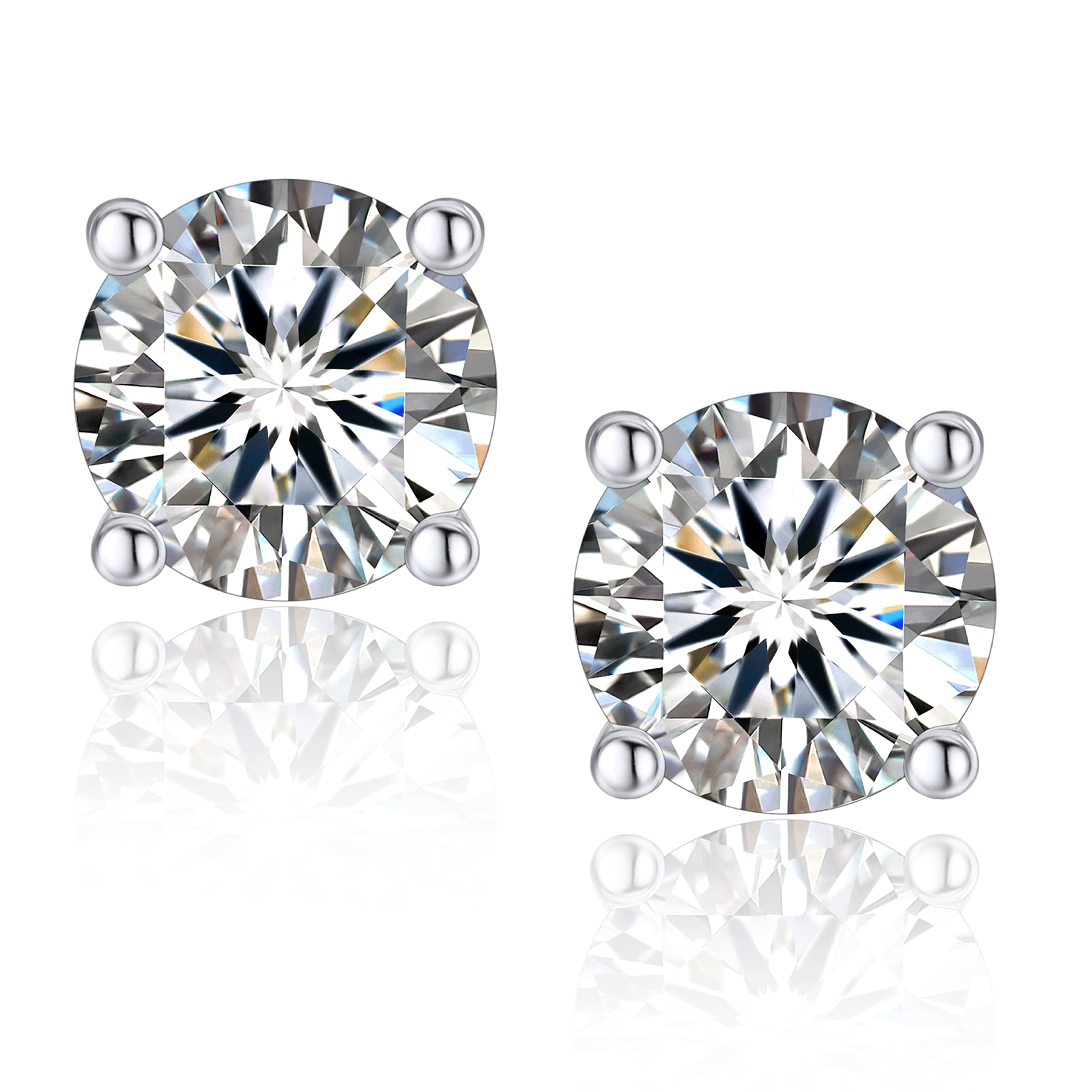 MomentWish Pendientes Mujer Moissanita Plata 925 Efecto Diamante