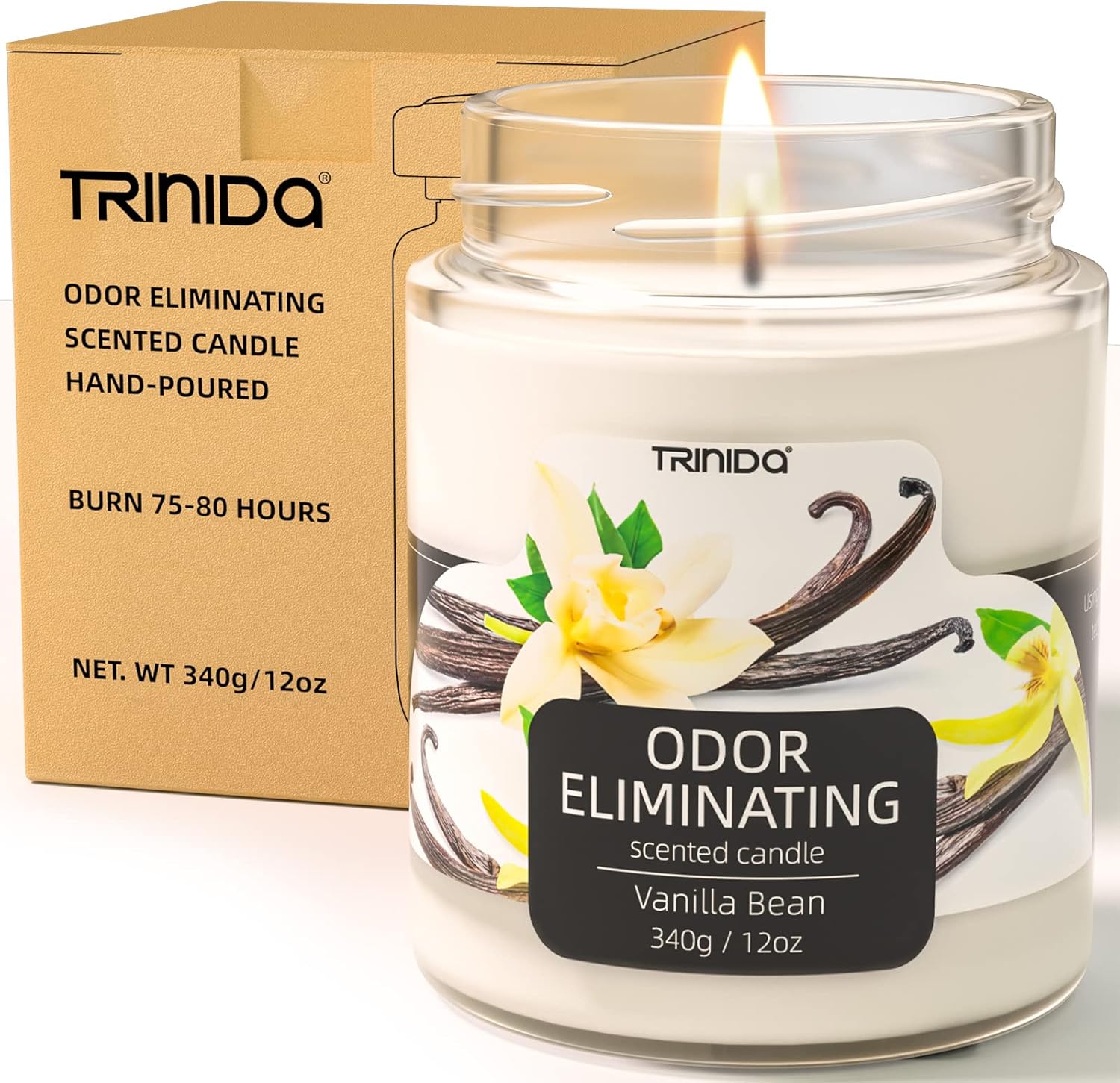 TRINIDa Vanilla Bean Odor Eliminating Candles for Home