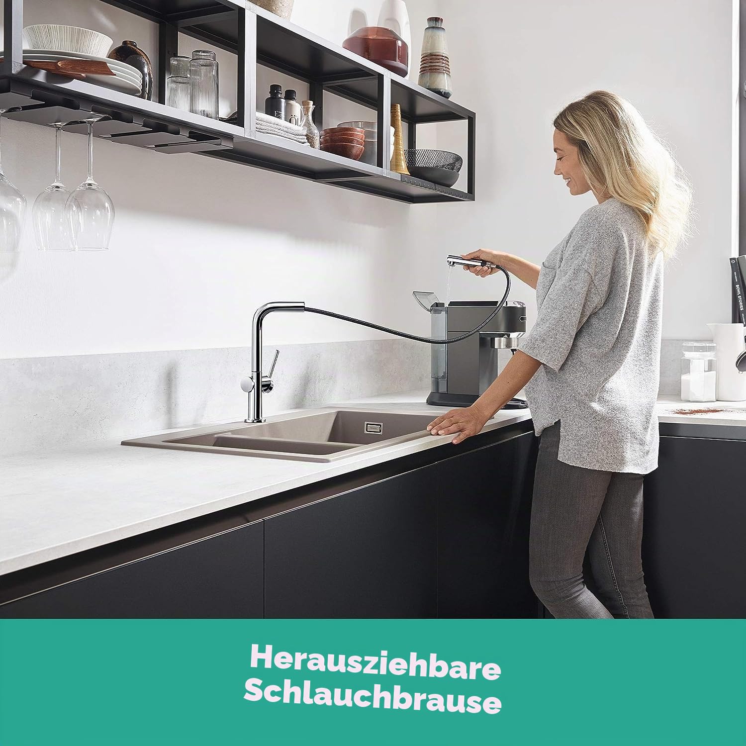hansgrohe Talis M54 - Küchenarmatur mit Brause ausziehbar, 1 Stahlart, Wasserhahn Küche mit Auslaufhöhe 270 mm, Mischbatterie Küche schwenkbar, Chrom, 72808000