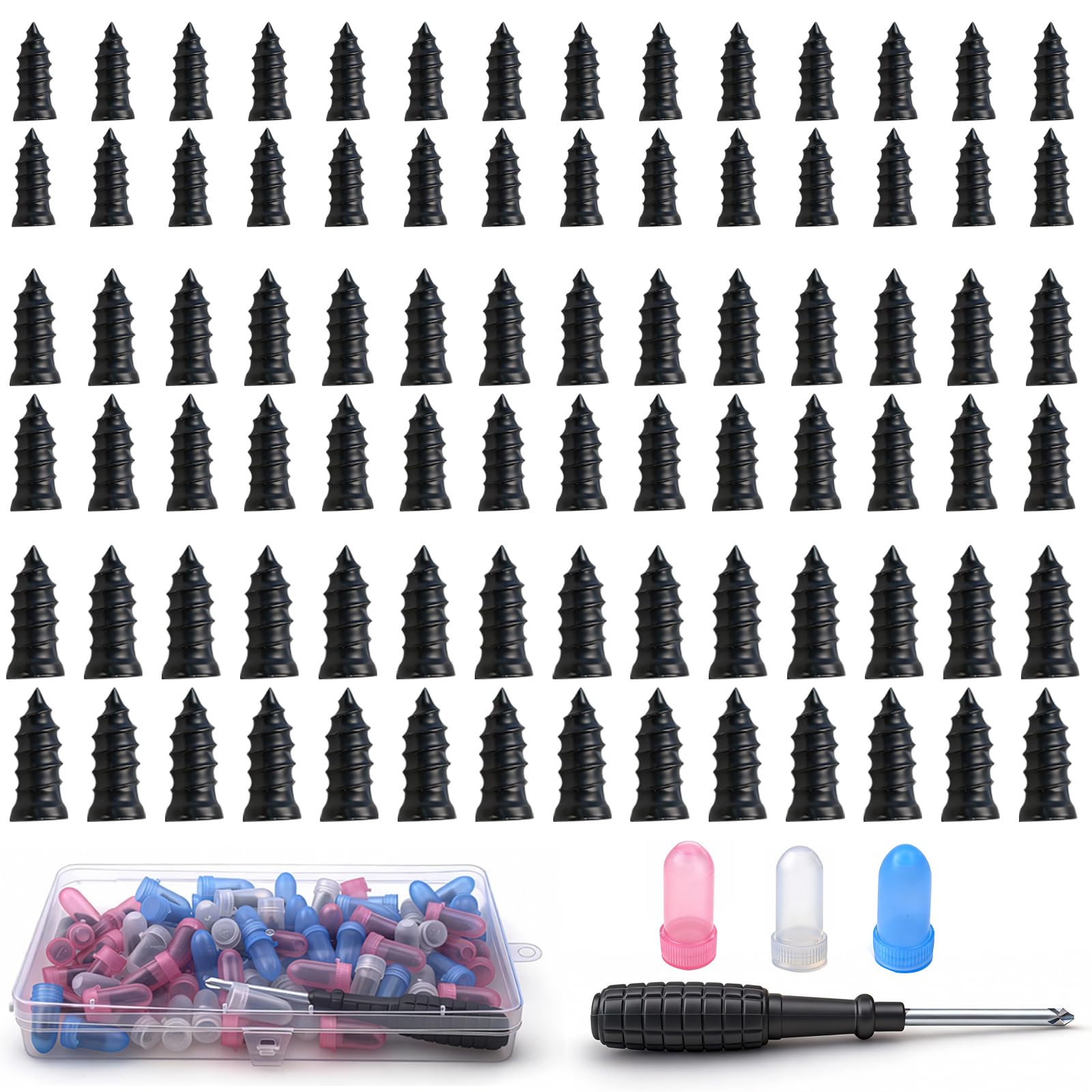 85 Piezas Repara Pinchazos Coche Kit Antipinchazos Coche + Destornillador con 3 Tamaños de Clavo de Goma para Neumáticos para Automóvil Motocicleta Camión Tractor(28S+28M+28L) — view 7