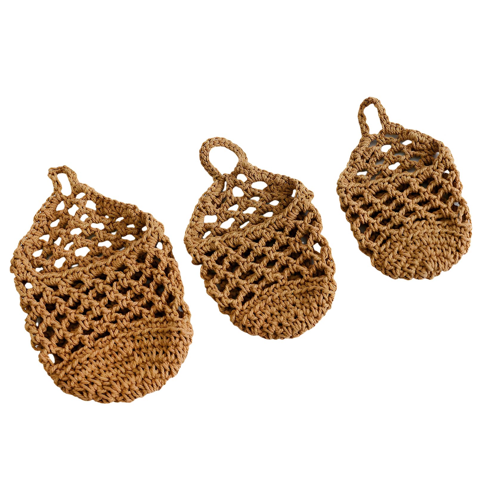 HENYGEN Of 3 Braided Cotton Meshes Baskets Nest Design for Fruit Vegetable and Small Items Storage Nesting Design Fruit Planner