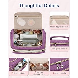 BAGSMART Travel Toiletry Bag, Large Wide-open Travel Bag for Toiletries, Makeup Cosmetic Travel Bag with Handle, Purple-Large