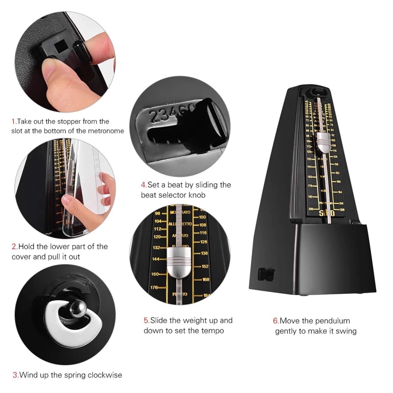 Universelles mechanisches Metronom aus ABS-Material for Gitarre, Violine, Klavier, Basstrommel, Übungswerkzeug for Musikinstrumente