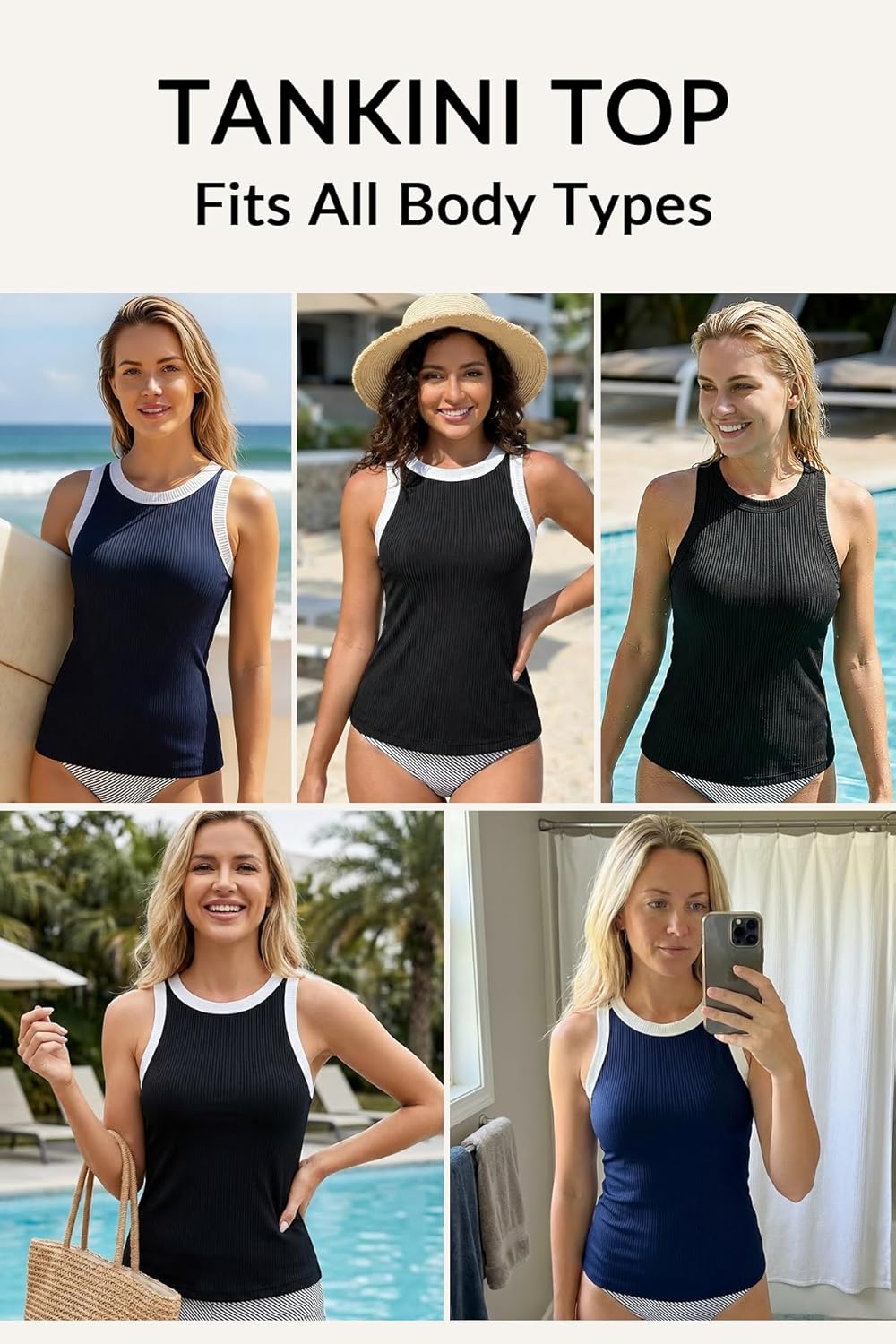 Tankini Tops for Women - High Neck Swimsuit Top Only Modest Bathing Suit Top Ribbed Swim Tank Top No Bottom 2025 - Image 6