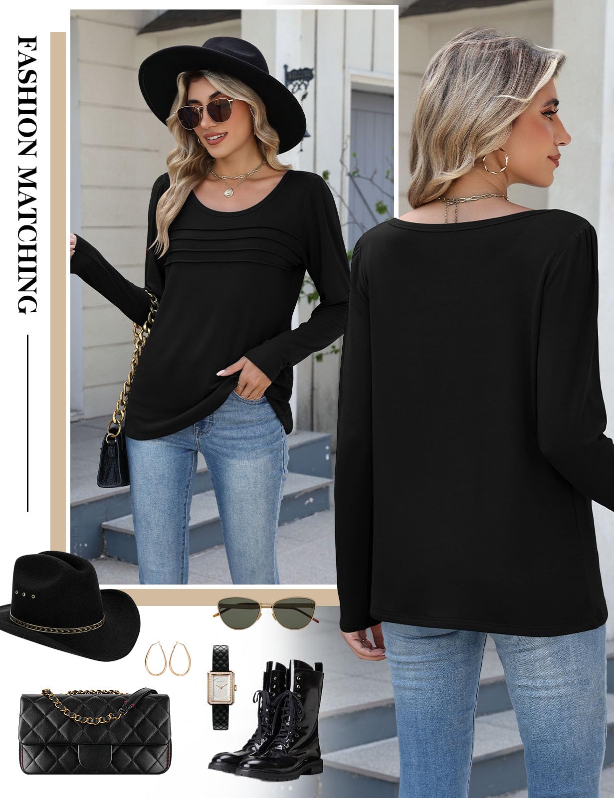 CMTOP Maglia Donna Manica Lunga Maglietta Termica Foderati in Pile Maglietta Girocollo a Maniche Lunghe Top Elegante a Pieghe Camicia Casual Autunno Invernali