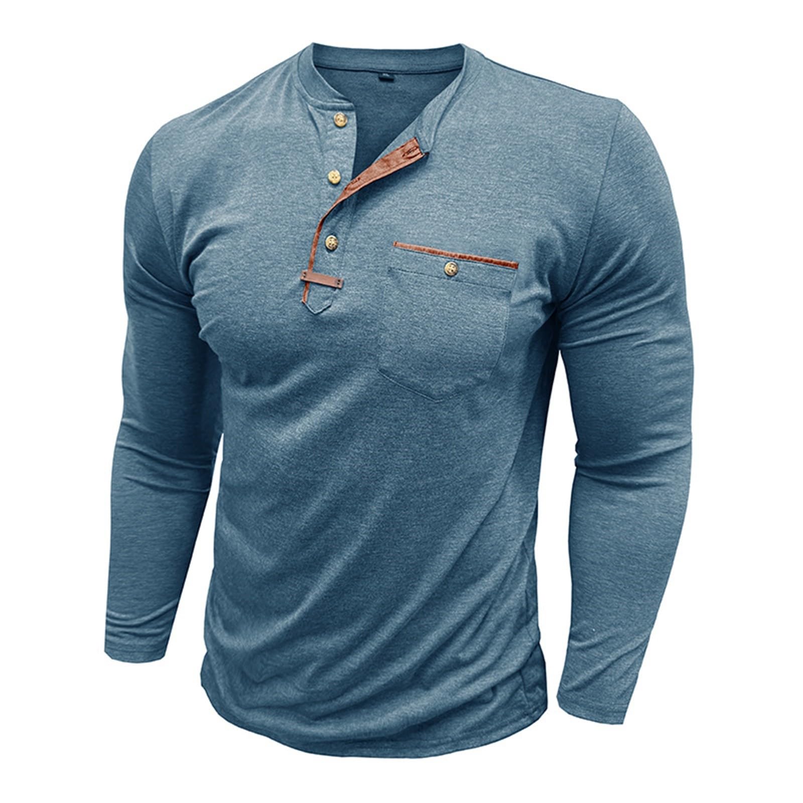 Generico Maglia Uomo Maniche Corte Lunghe Contrasto di Colori, Indumento Leggero Adatto per La Primavera E L'Autunno