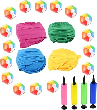 Yetaha 4-Pack Granny Pants Set, 4 Giant Pants with 20 Bouncy Balls & 4 Pumps, Giant Stretchy Outdoor Party Game, Hilarious Relay Toss for Family Reunion, BBQ, Picnic & Team Building
