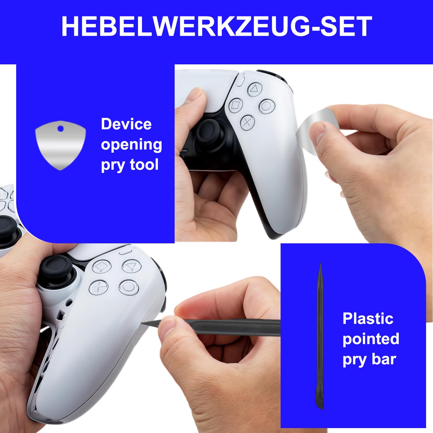 TILONKJ 4Pcs Módulos de Joystick de Efecto Hall Anti-Drift para Mando de PlayStation 5 (PS5) con Sensor Analógico 3D, Fundas de Pulsadores y Juego Completo de Herramientas de Instalación