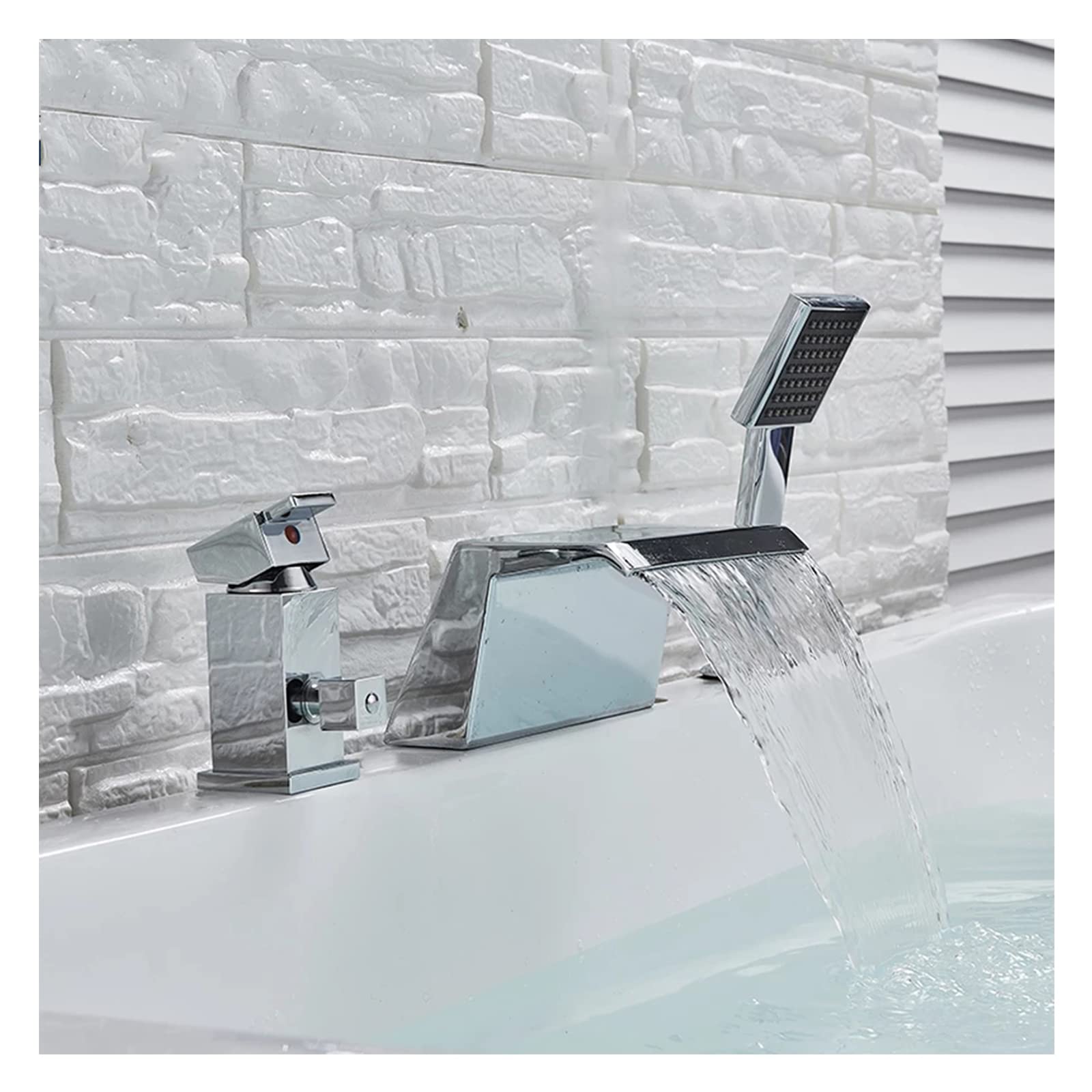 Mitigeur cascade bain douche en laiton avec douchette pour baignoire chic - 8