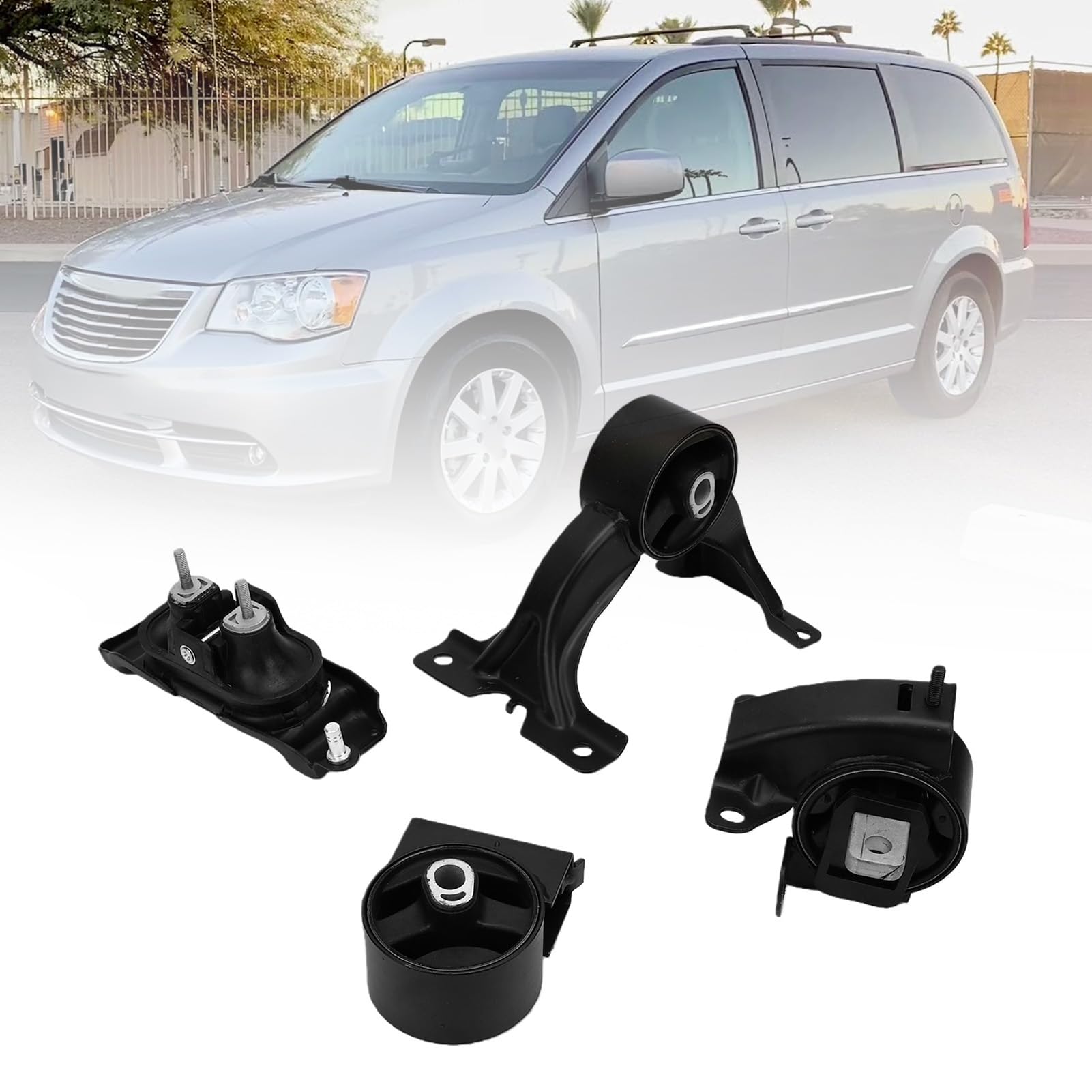 Yctze Zestaw Mocowania Silnika Silnika Metal Zamiennik dla Town & Country Grand Caravan C/V 3,6L 2011–2020 z gumową warstwą buforową o Wysokiej Elastyczności Redukuje Wibracje i Hałas