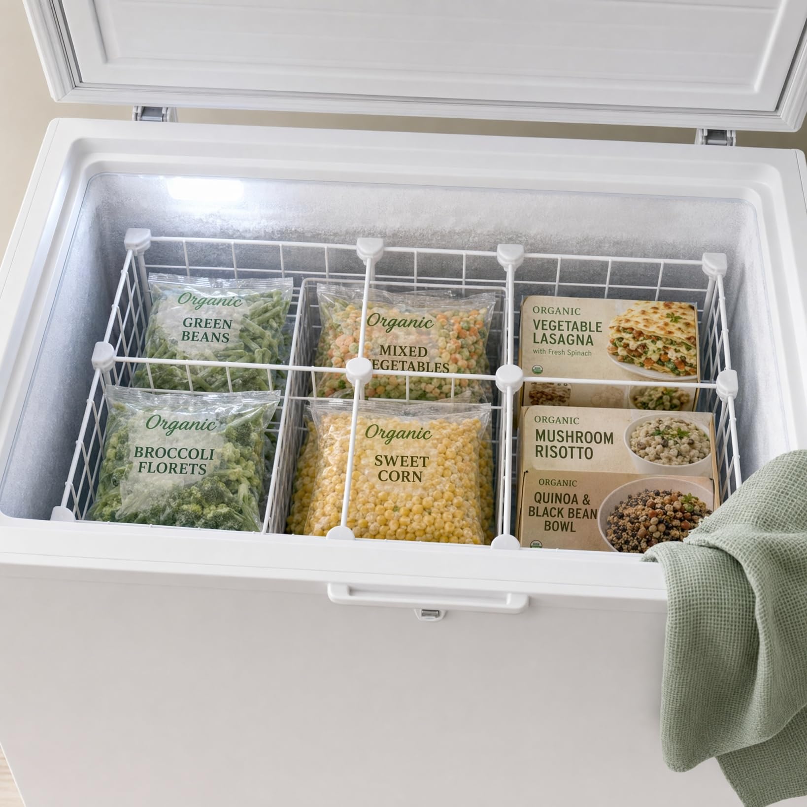 VALICLUD Organizador para congelador, divisor de material robusto, para conservar la frescura y maximizar el espacio para congelador y congelador, seguro para alimentos