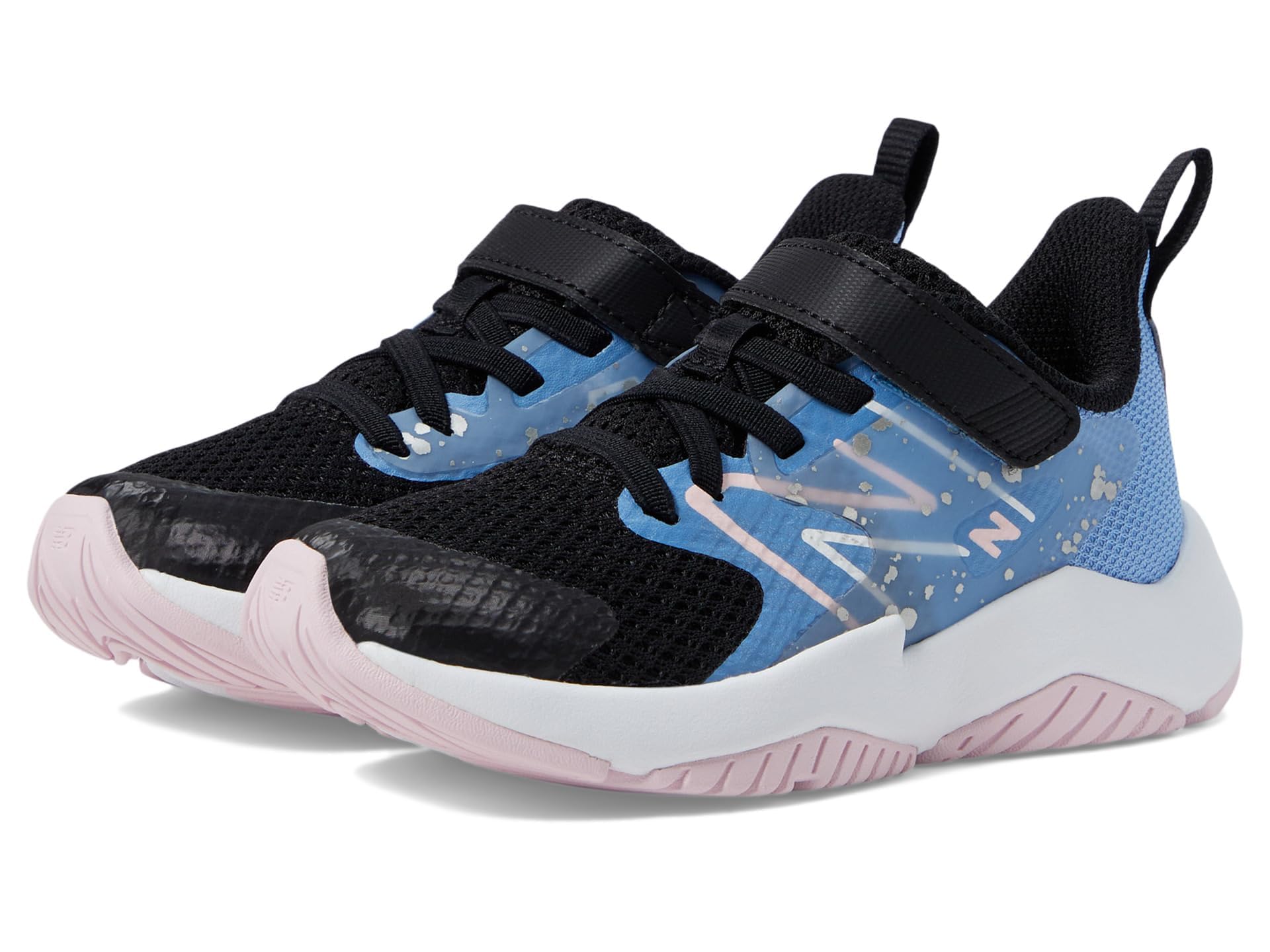 New Balance YTRAVBL2 Running Shoe, Black/Blue Laguna/Light Raspberry, 5 US Unisex Big Kid