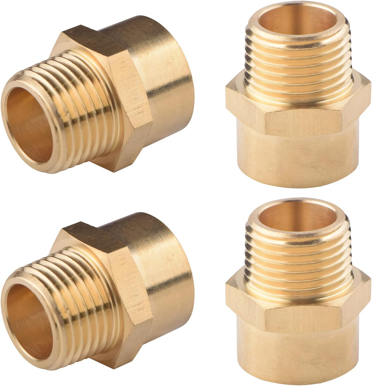 4 Pack G 1/2 (BSP) Female Thread to US 1/2 NPT Male Thread Brass Pipe Fitting Adapter,G to NPT Adapter 1/2 Inch Converter Connector
