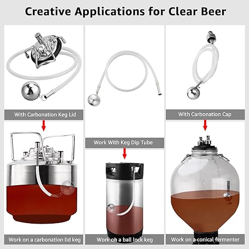 Miniatura 6 de Ferroday 304SS - Tubo de inmersión flotante para barril de maíz, fermentador de barril de cerveza con bloqueo de bola, tubo de inmersión flotante de