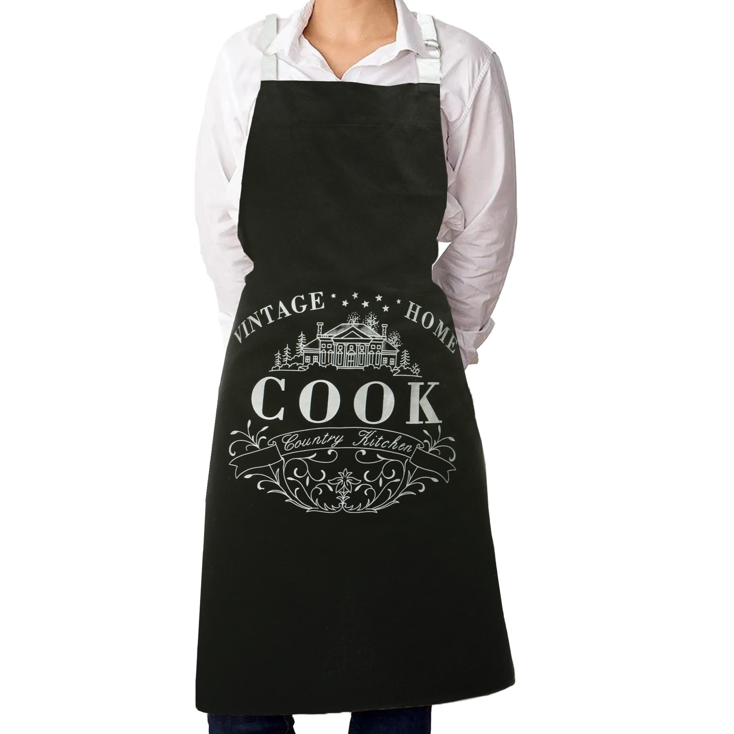 Premier Men's Black Housewares Kitchen Apron With White Neck | Cooking Apron For Wo | Chef Apron For Domestic, Commercial Use | Apron With Cook Lettering