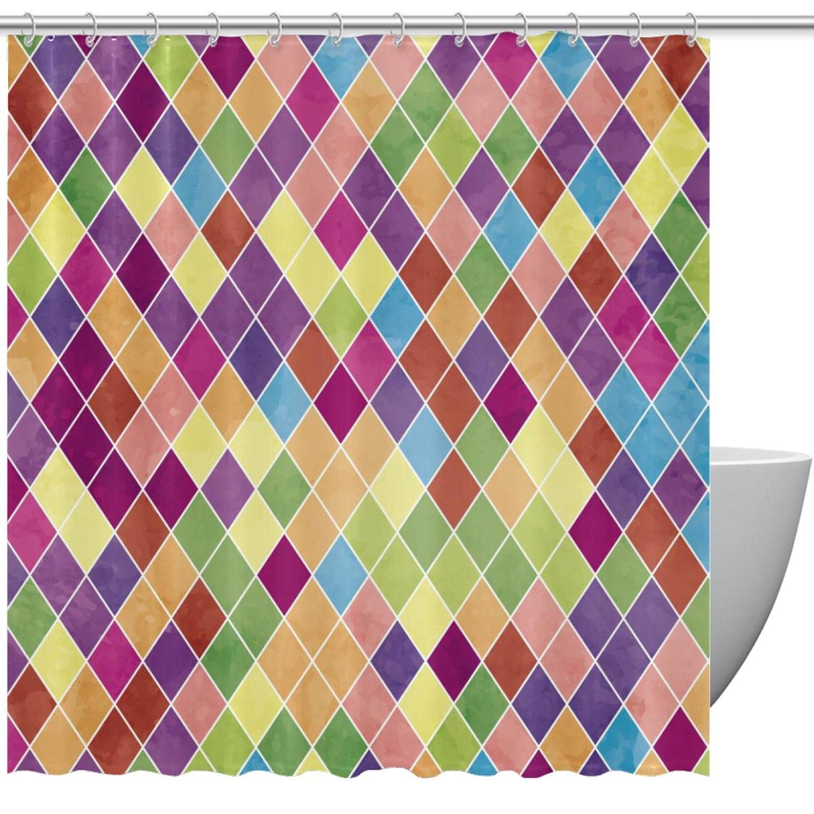Rideau de douche coloré abstrait grand format pour accessoire salle de bain