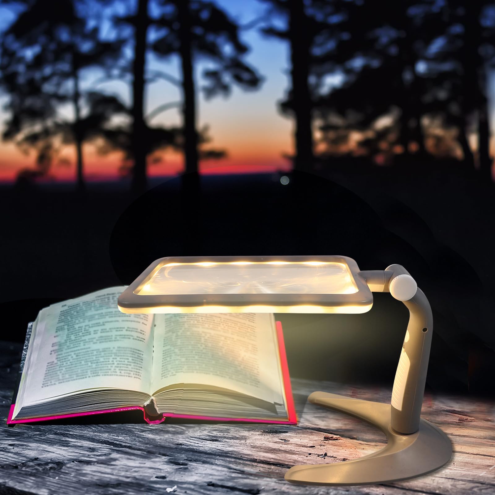 ABOOFAN Leselupe mit Beleuchtung 48 LED Handlupe zum Lesen mit 2,5 facher Vergrößerung Leicht und Tragbar aus Abs und Acryl Inklusive Ständer für Senioren und Zeichnen