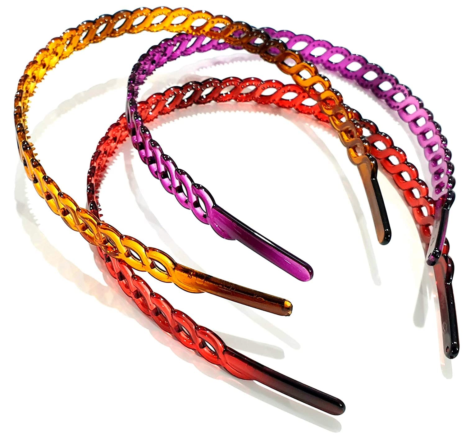 Simple Plastic Elastic Hair Bands Wavy Hair Comb Headband Teeth Shine Hairband Hoop Hair Accessories For Girls, Women (Multicolor) Set of 3-image-5