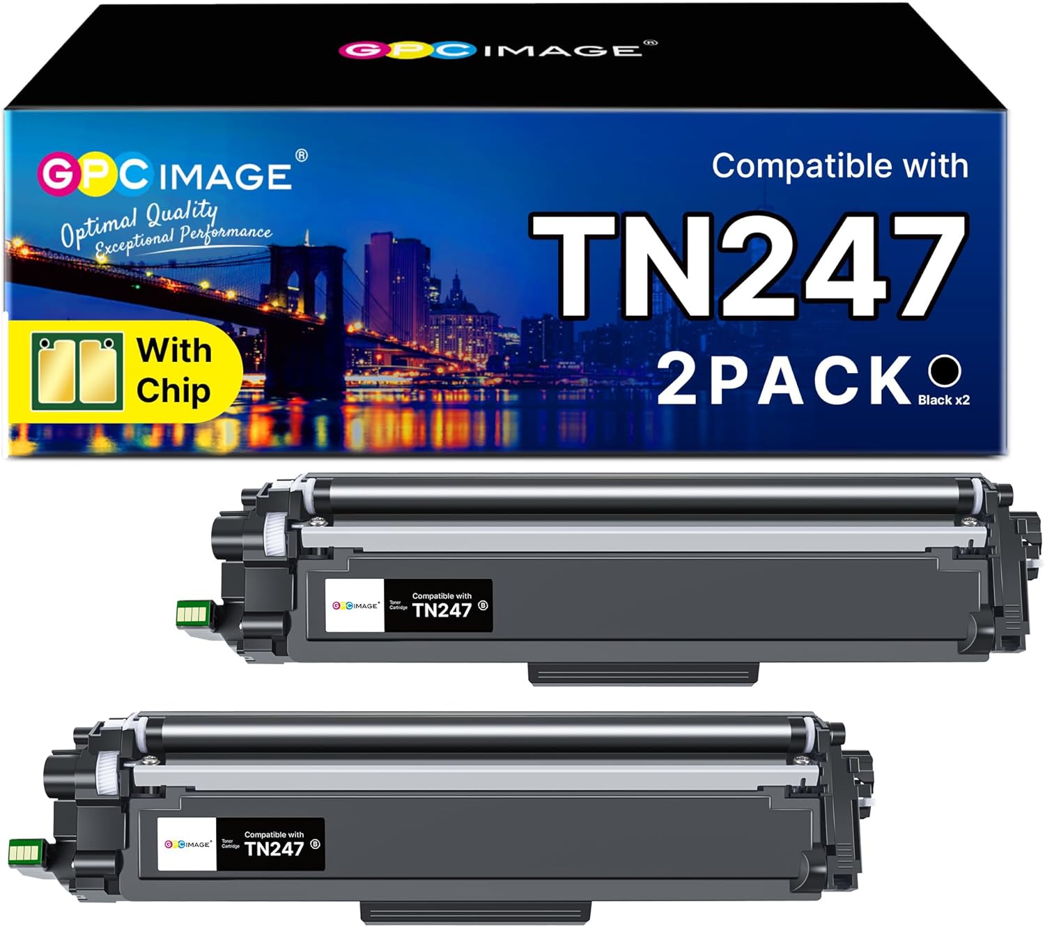 GPC IMAGE TN247 TN-247 Toner Kompatibel für Brother TN-243CMYK für Brother MFC L3750CDW DCP-L3550CDW MFC-L3750CDW HL-L3210CW DCP-L3510CDW HL-L3230CDW MFC-L3710CW Drucker TN243CMYK (2 Pack, TN-243BK)