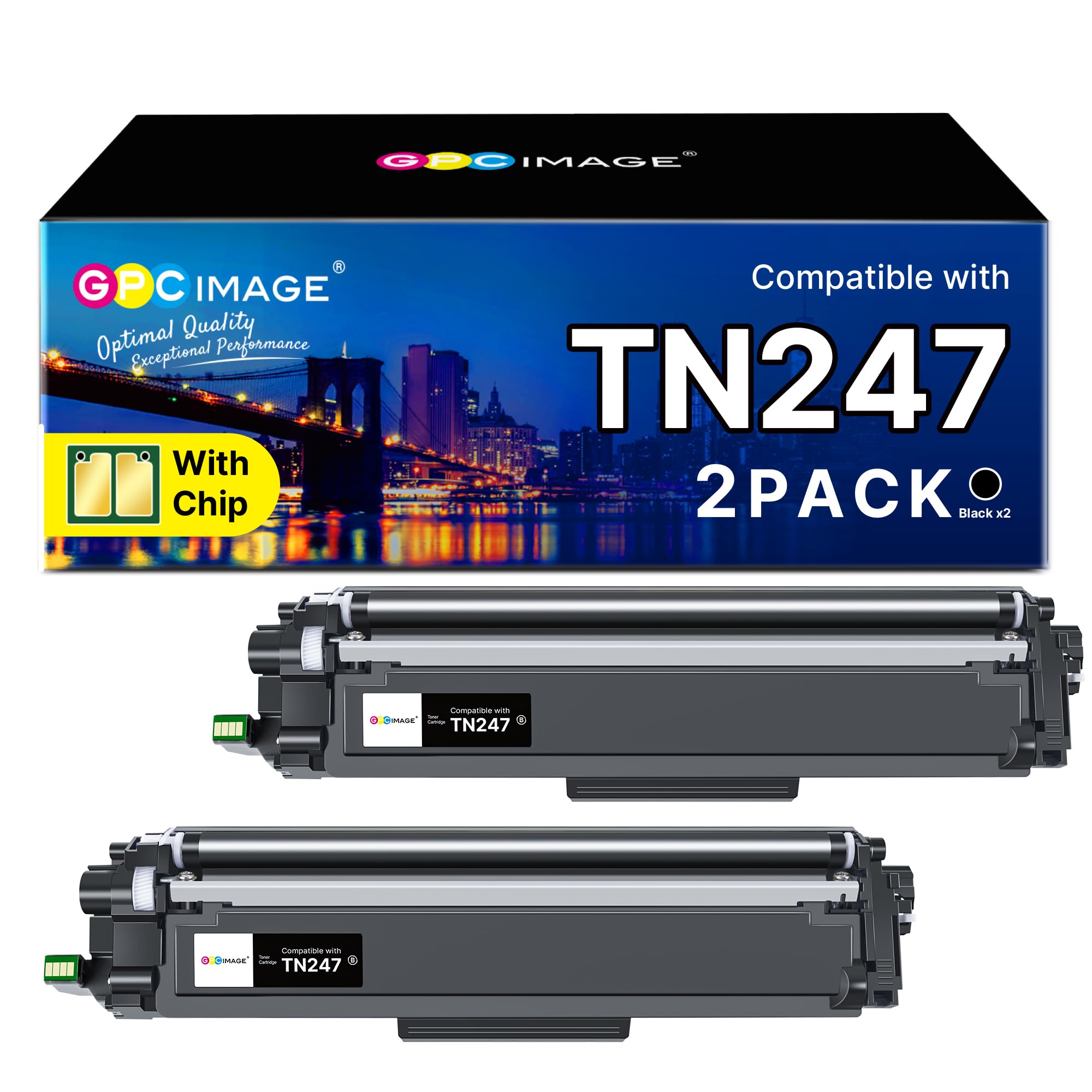 GPC IMAGE TN247 TN-247 Toner Kompatibel für Brother TN-243CMYK für Brother MFC L3750CDW DCP-L3550CDW MFC-L3750CDW HL-L3210CW DCP-L3510CDW HL-L3230CDW MFC-L3710CW Drucker TN243CMYK (2 Pack, TN-243BK)