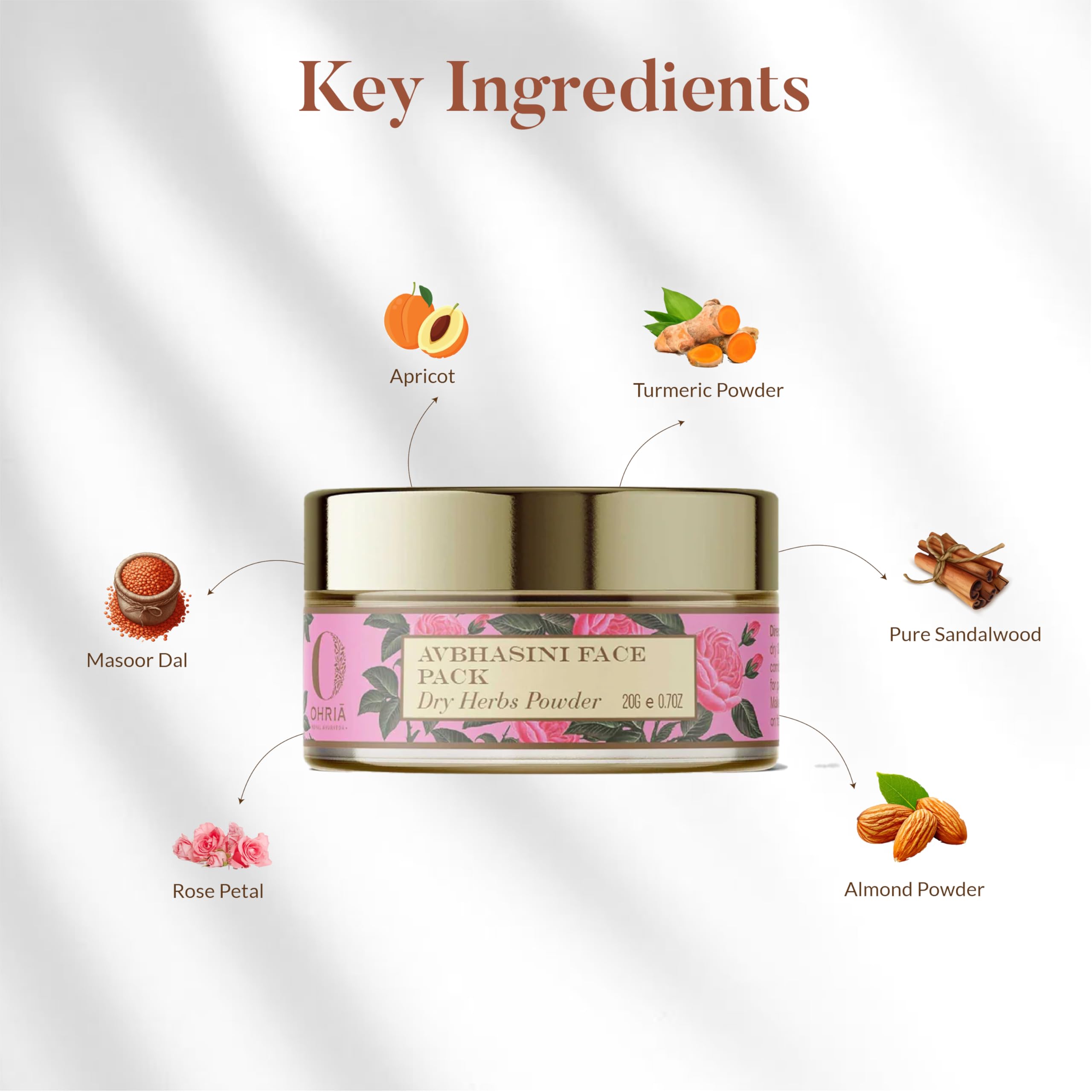 Ohria Ayurveda Avbhasini Face Pack | Dry Herb Powder| Blend of Almond, Sandalwood & Kesar for Radiance | For Dull, Dry & Combination Skin- 20g - Image 4 thumbnail