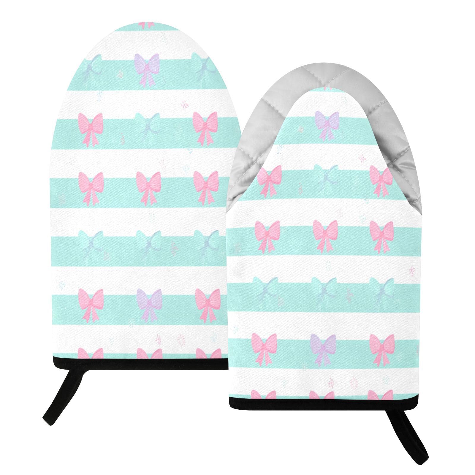 BURSTDDY Bows Oven Mitt,Heat Resistant Kitchen Mitts for Cooking